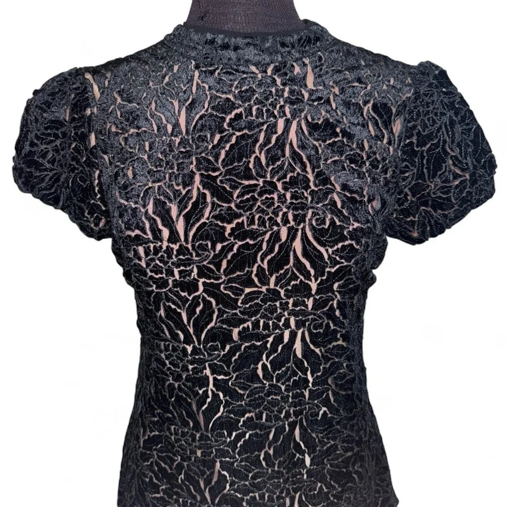 Free People Hide & Seek Black Velvety Mini Dress Whimsygoth Women’s Size 2 NWT - Picture 6 of 11
